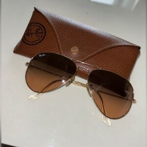 Ray-Ban Gold Frame Sunglasses with Brown/Gold Lenses
